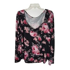 Maurice's Floral Print Top Size XXL Sweetheart Neckline Puff‎ Long Sleeves